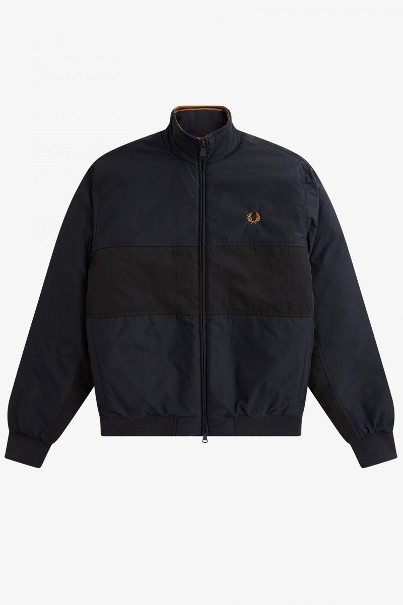 Navy Fred Perry Colour Block Padded Brentham Men's Jackets | PH 1184WNBY